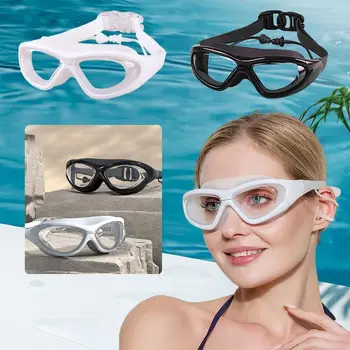 Силиконовые очки для плавания, новые линзы из смолы, очки для близорукости в большой оправе, водонепроницаемые очки для плавания с защитой от запотевания, одежда для плавания