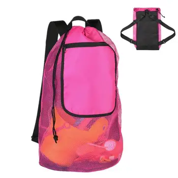 Складная пляжная сетчатая сумка, пляжная сумка для хранения, сумка-органайзер для детских игрушек большой емкости, сетчатый портативный рюкзак для хранения