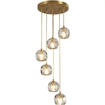 Современная 100% Медная Роскошная Подвесная люстра K9 с кристаллами Nordic Gold для гостиной, кухни, подвесных светильников, украшения дома